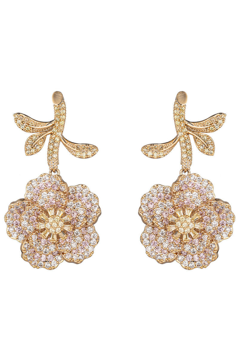 Michel Flower CZ Dangle Earrings