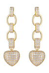 Camille Heart Chain CZ Earrings