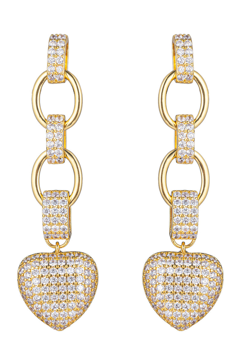 Camille Heart Chain CZ Earrings