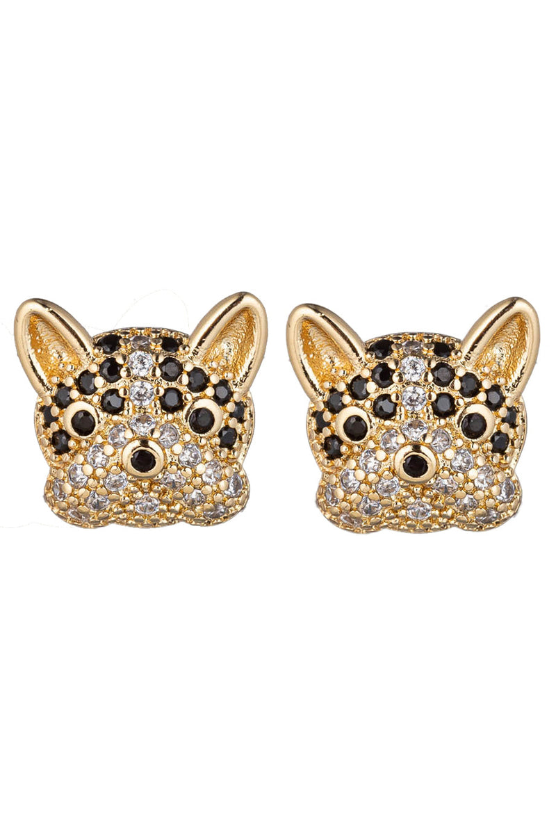 Bull Dog CZ Stud Earrings