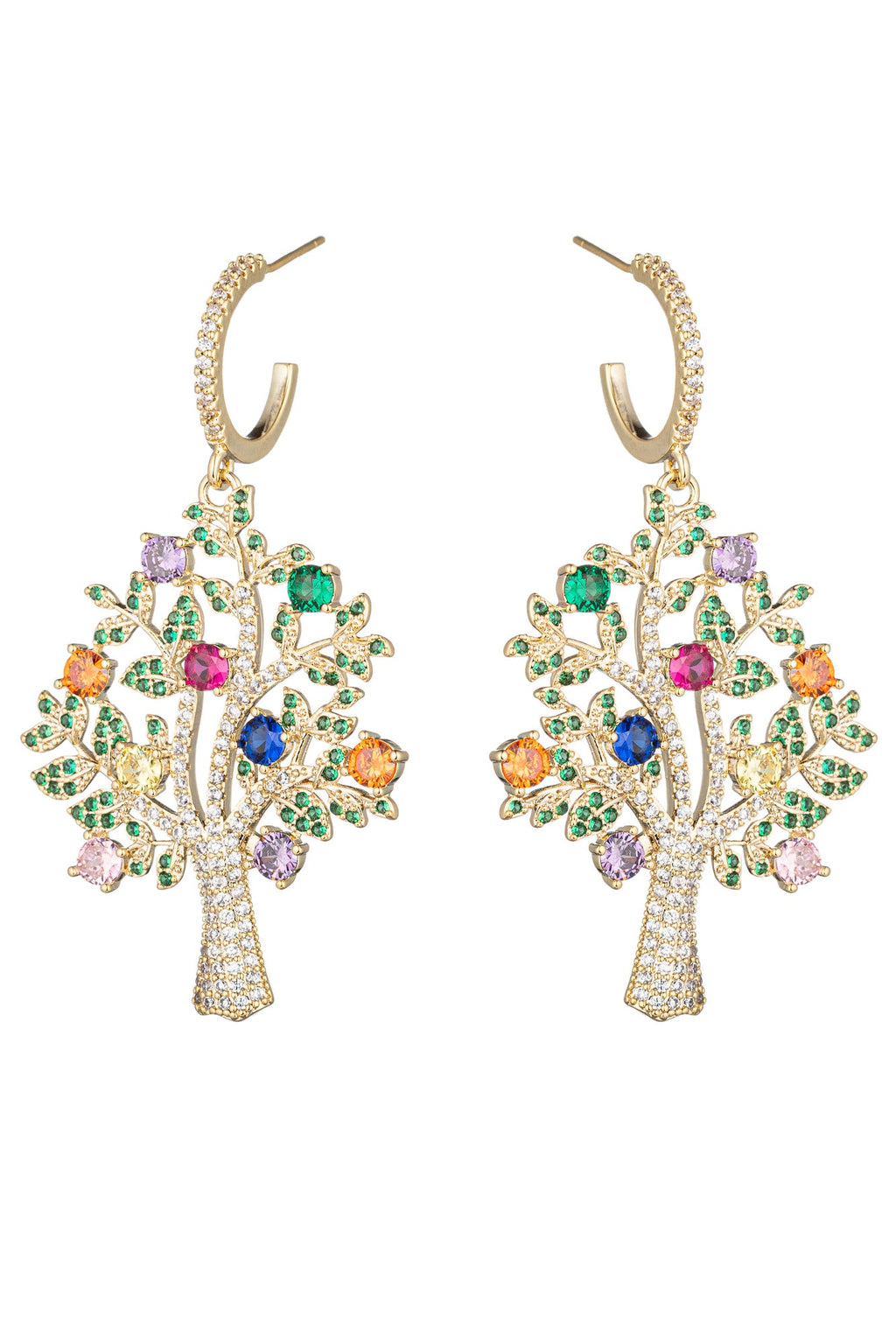 Tree of Life CZ Drop Earrings