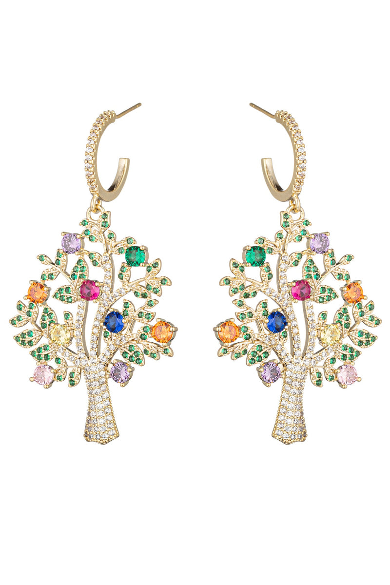 Tree of Life CZ Drop Earrings