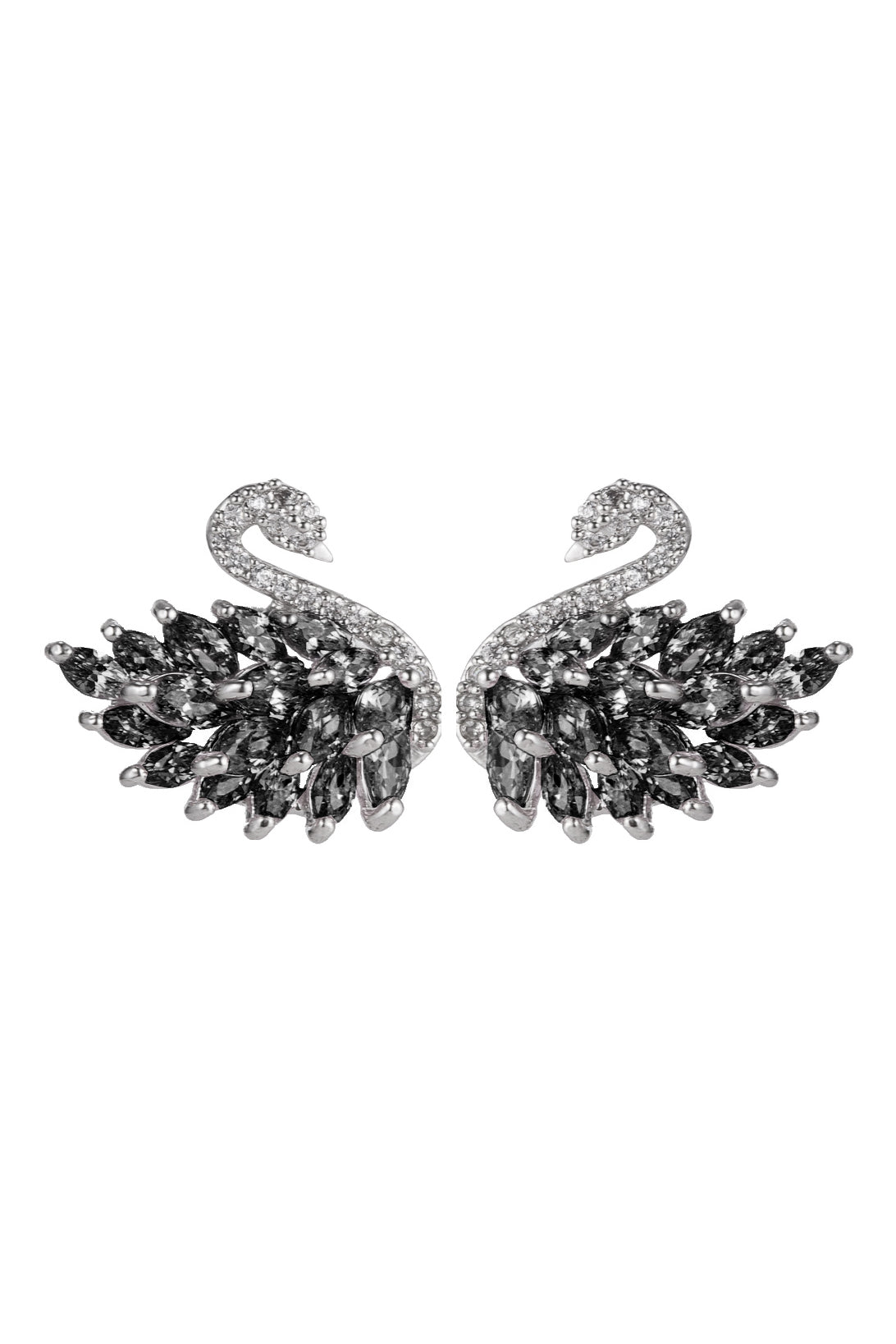 Black swan stud earrings.