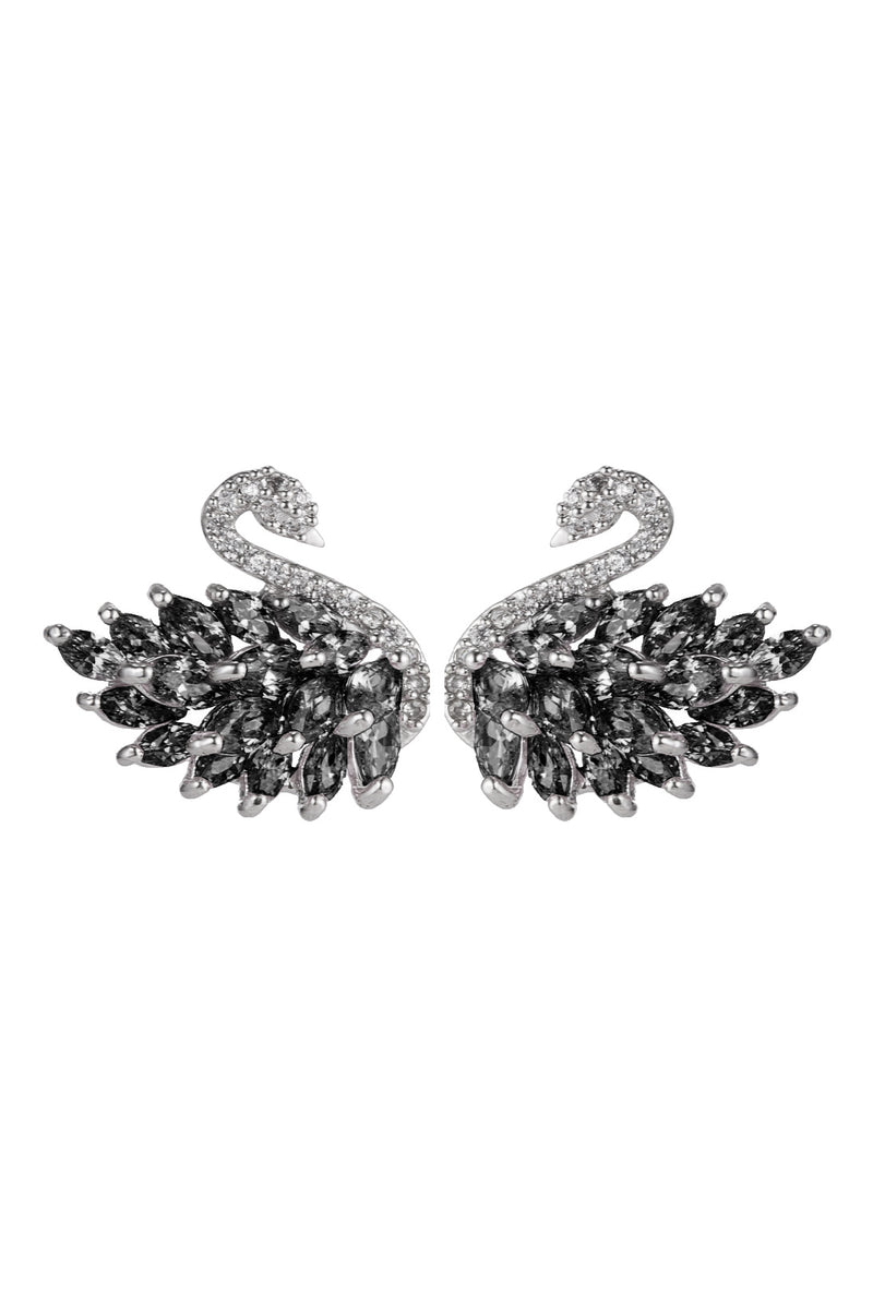 Black swan stud earrings.