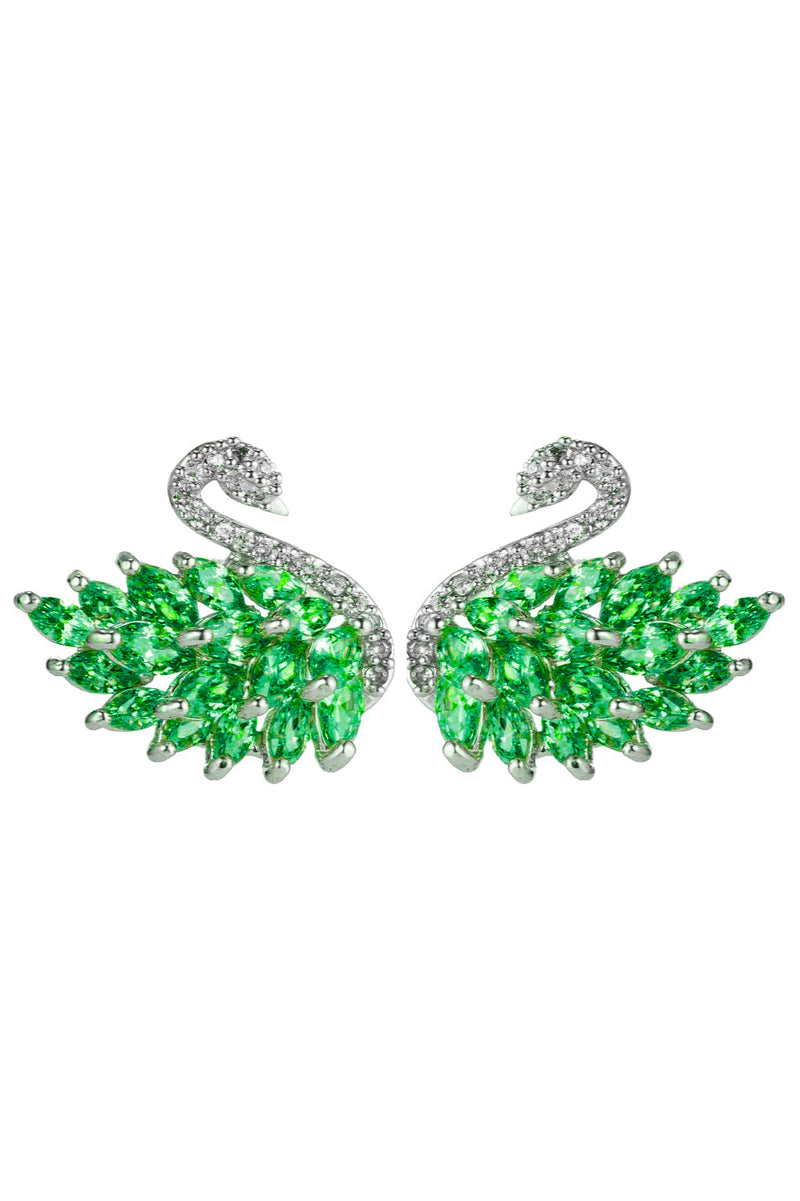 Ariana Green Swan CZ Stud Earrings