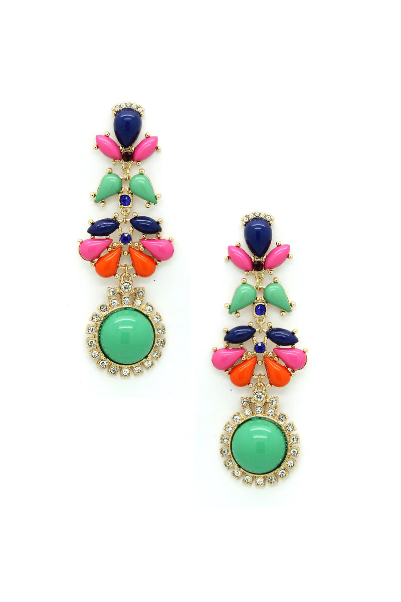 rainbow tropical color drop earrings