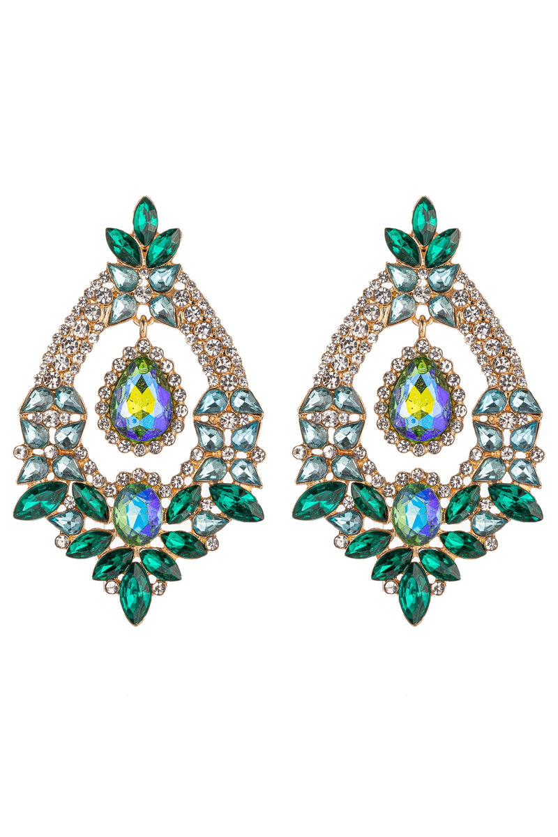 Green tone color drop earrings