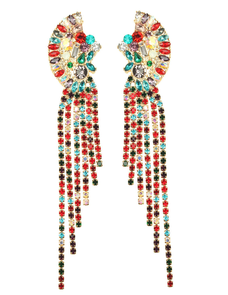 rainbow fringe drop earring