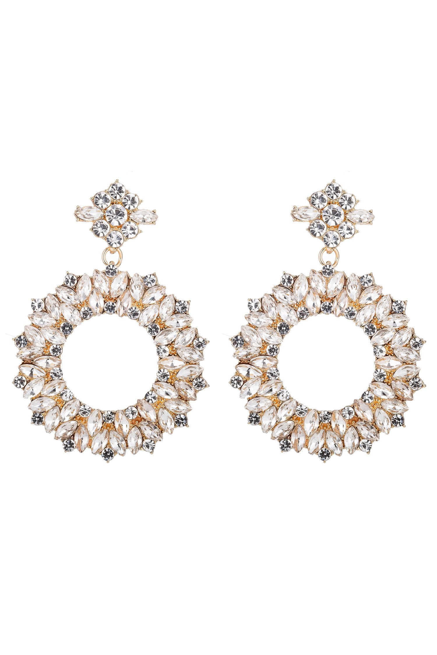 clear stone loop drop earring