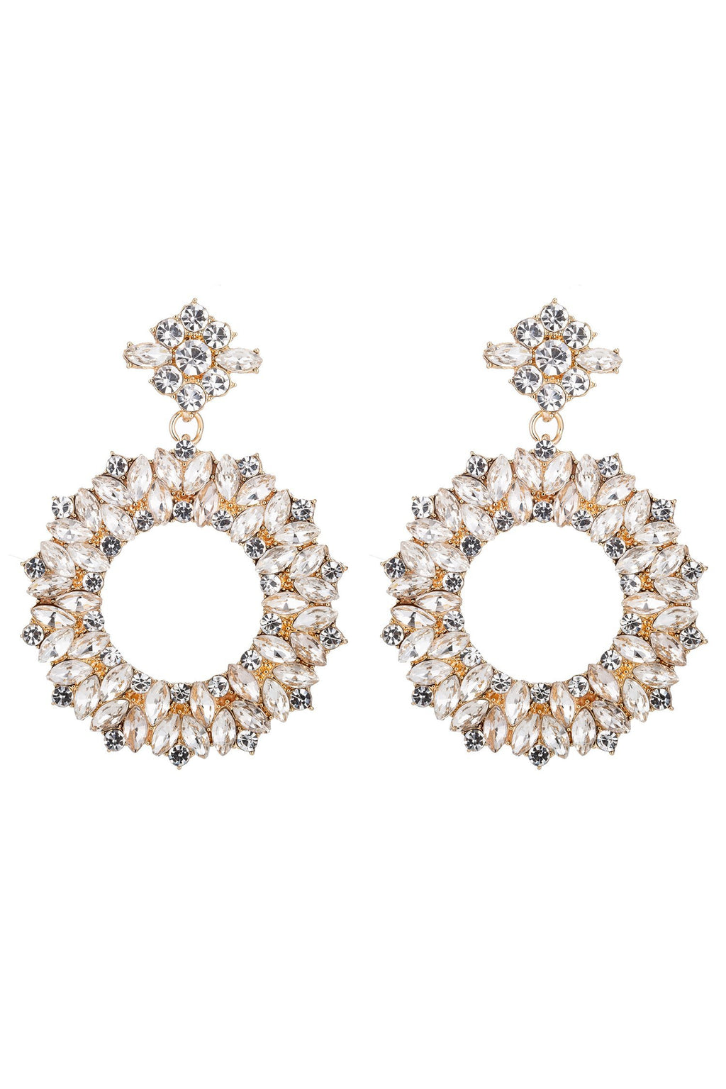 clear stone loop drop earring