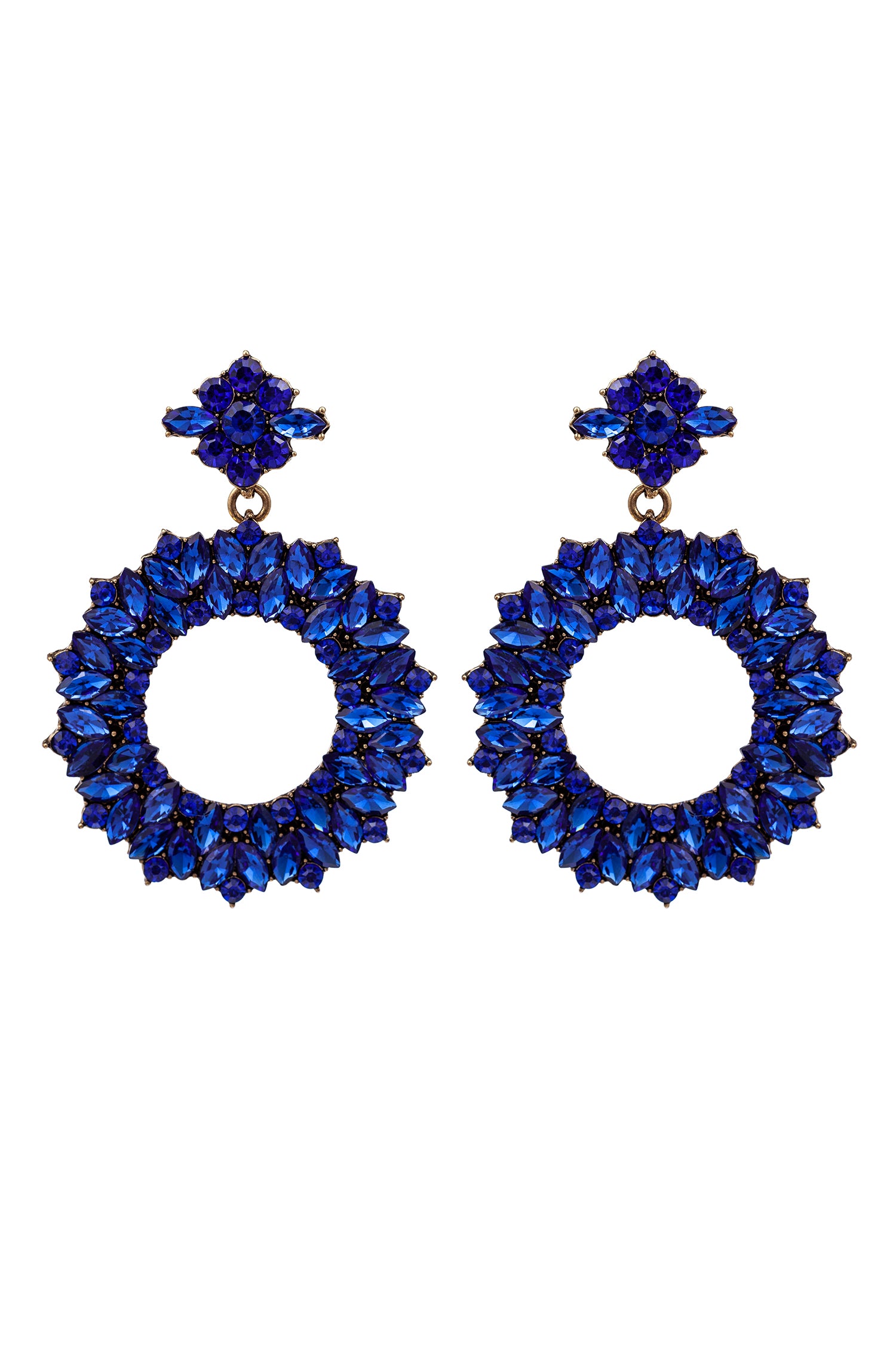 dark blue stone loop drop earring