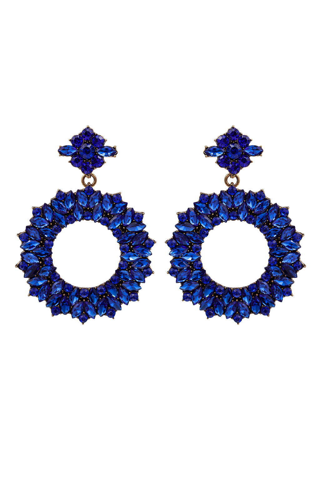 dark blue stone loop drop earring