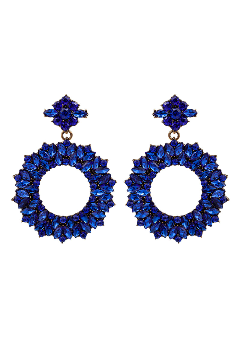 dark blue stone loop drop earring