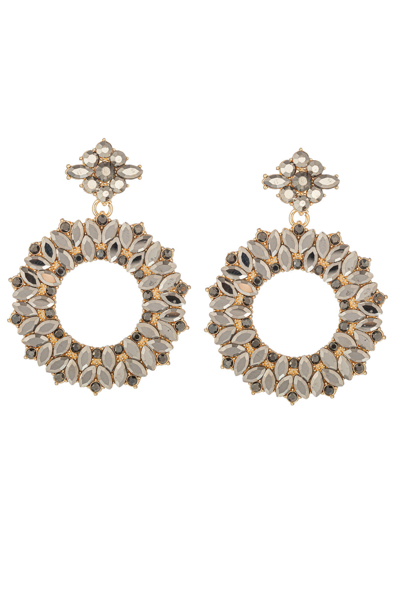 gold and black loop large drop earrings