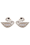 Cute pair of swan stud earrings studded with shiny cubic zirconia stones.