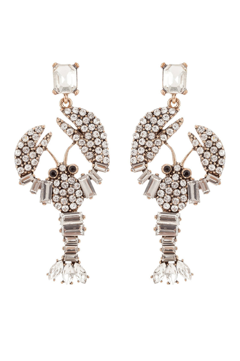 Lobster Earrings - Crystal