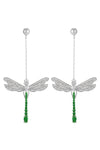 Green Dragonfly CZ Drop Earrings