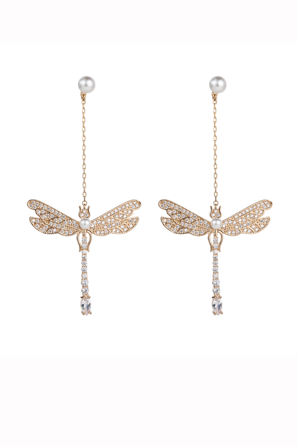 18k gold plated CZ drop earrings.
