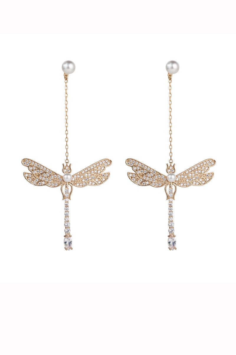 18k gold plated CZ drop earrings.