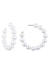 white glass pearl loop earrings