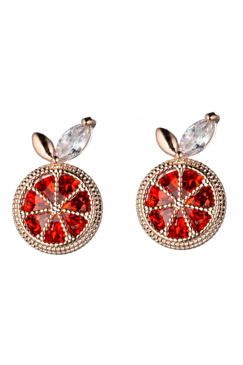 18k gold plated red-orange stud earrings.