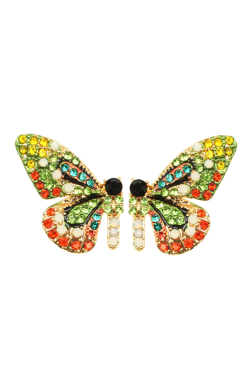 butterfly motif stud rainbow earrings
