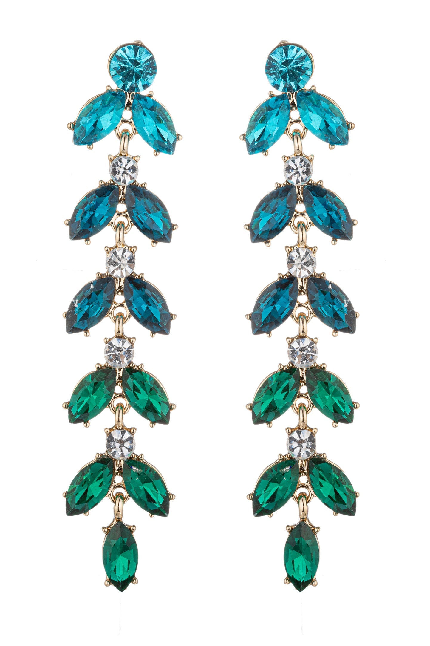Blue Leaf Dangle Earrings