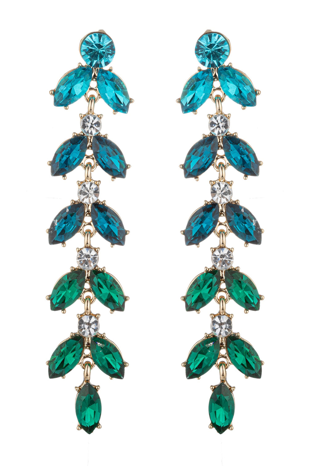 Blue Leaf Dangle Earrings