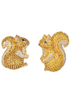 Squirrel 18K Gold Plated CZ Stud Earrings