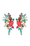 Alloy statement earrings studded with glass crystals.