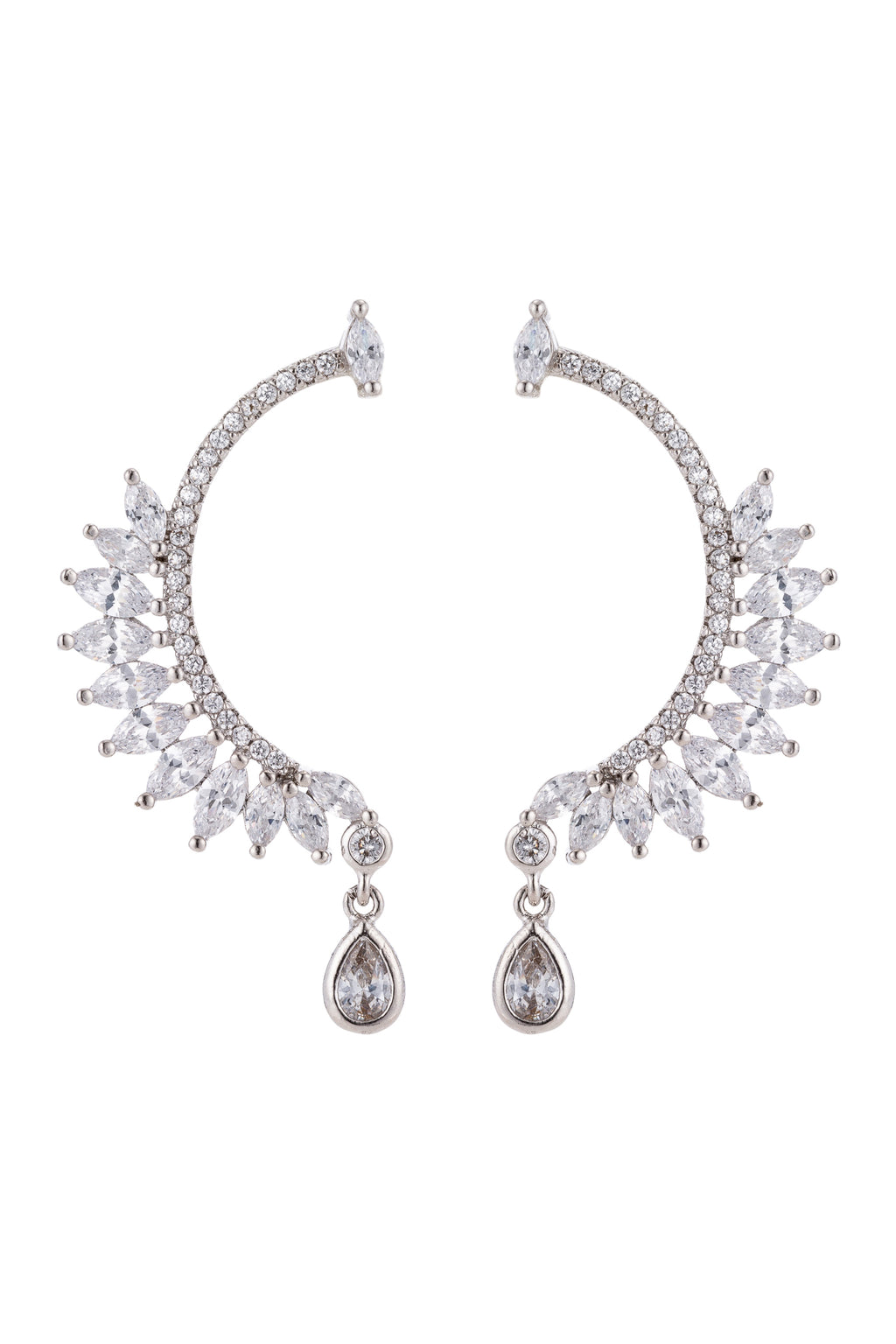 Ear cuff earrings studded with CZ crystals.