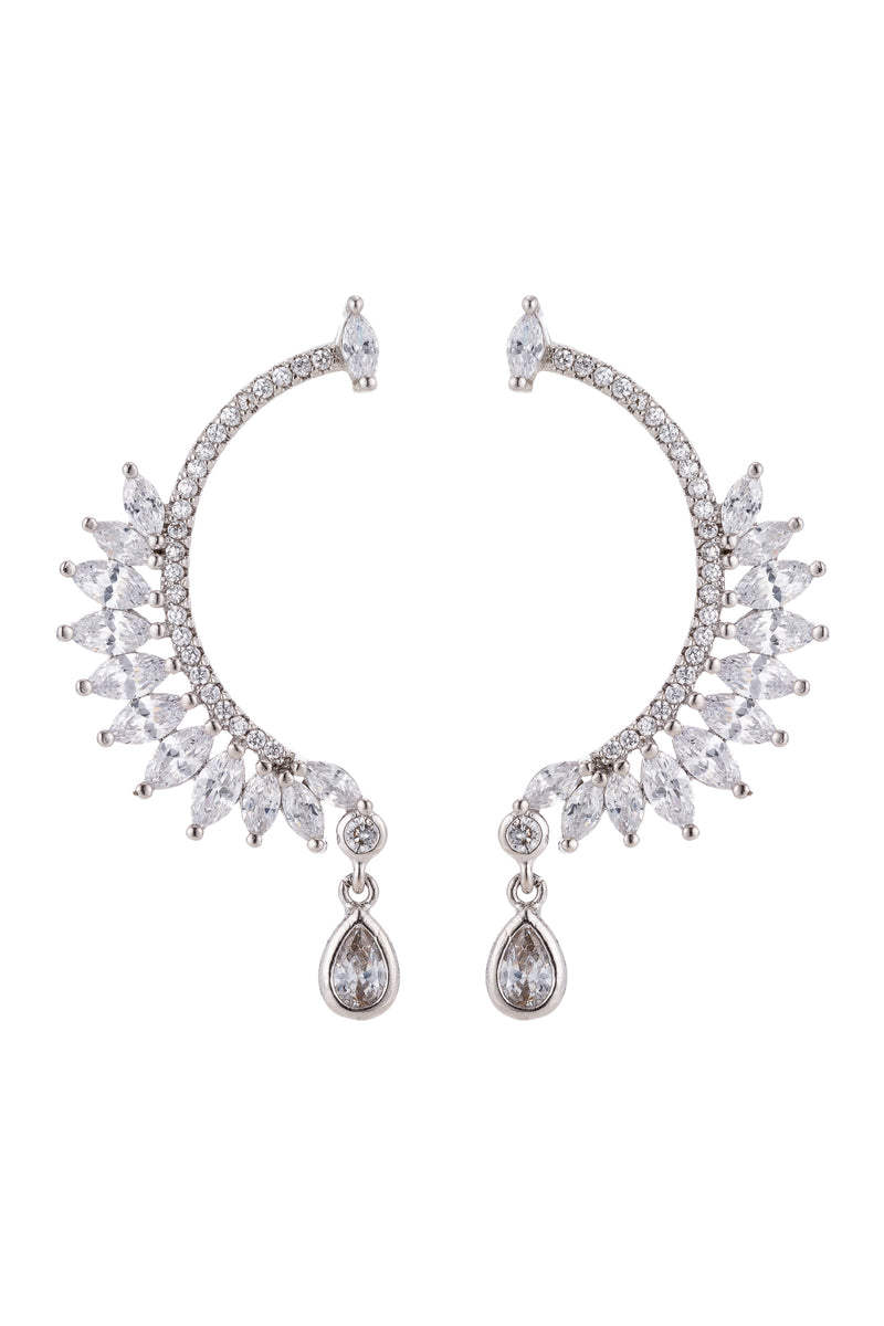 Ear cuff earrings studded with CZ crystals.