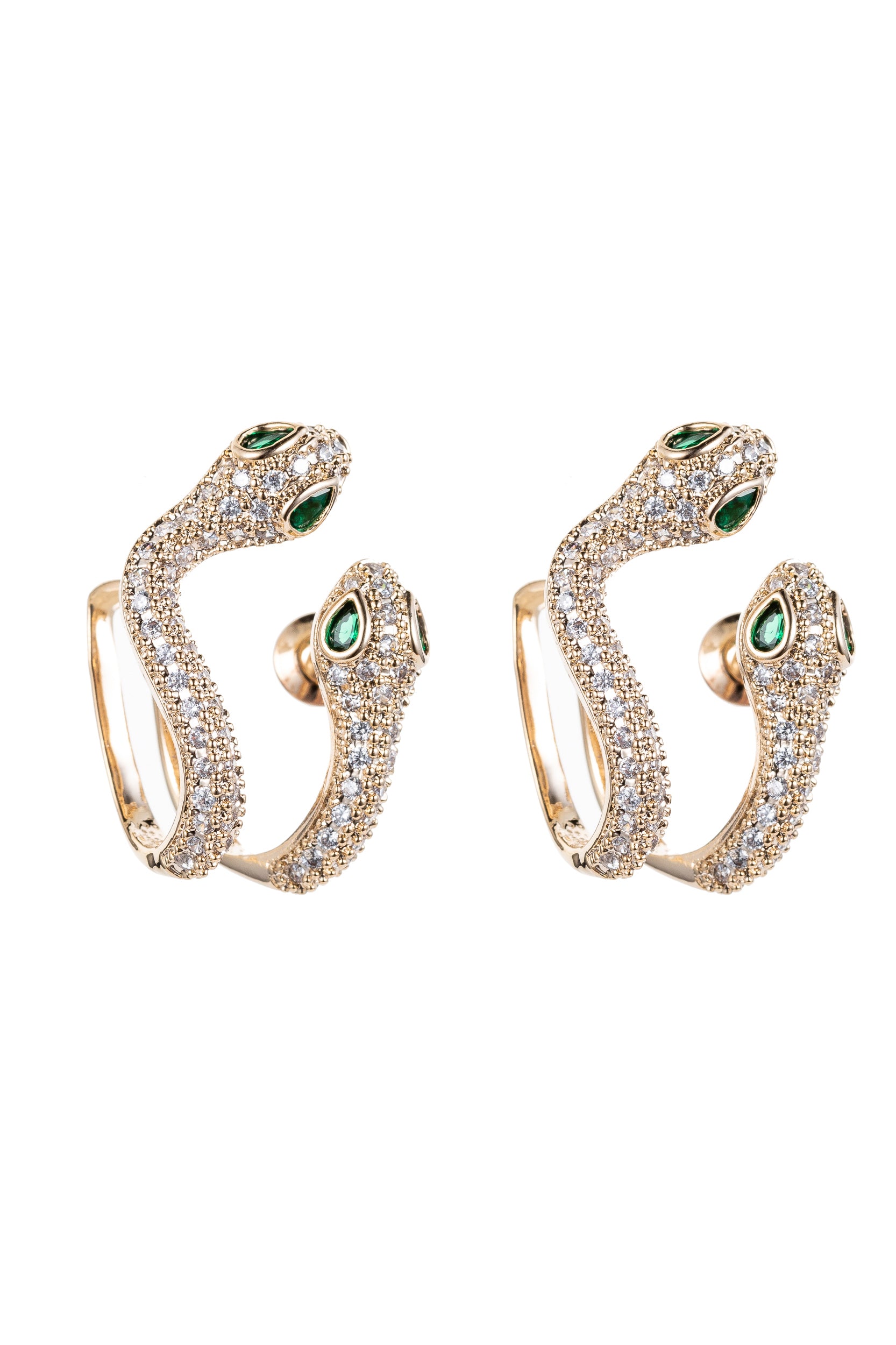 18k gold plated snake cuff earrings.