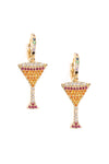 18k gold plated huggie earrings with martini pendants.