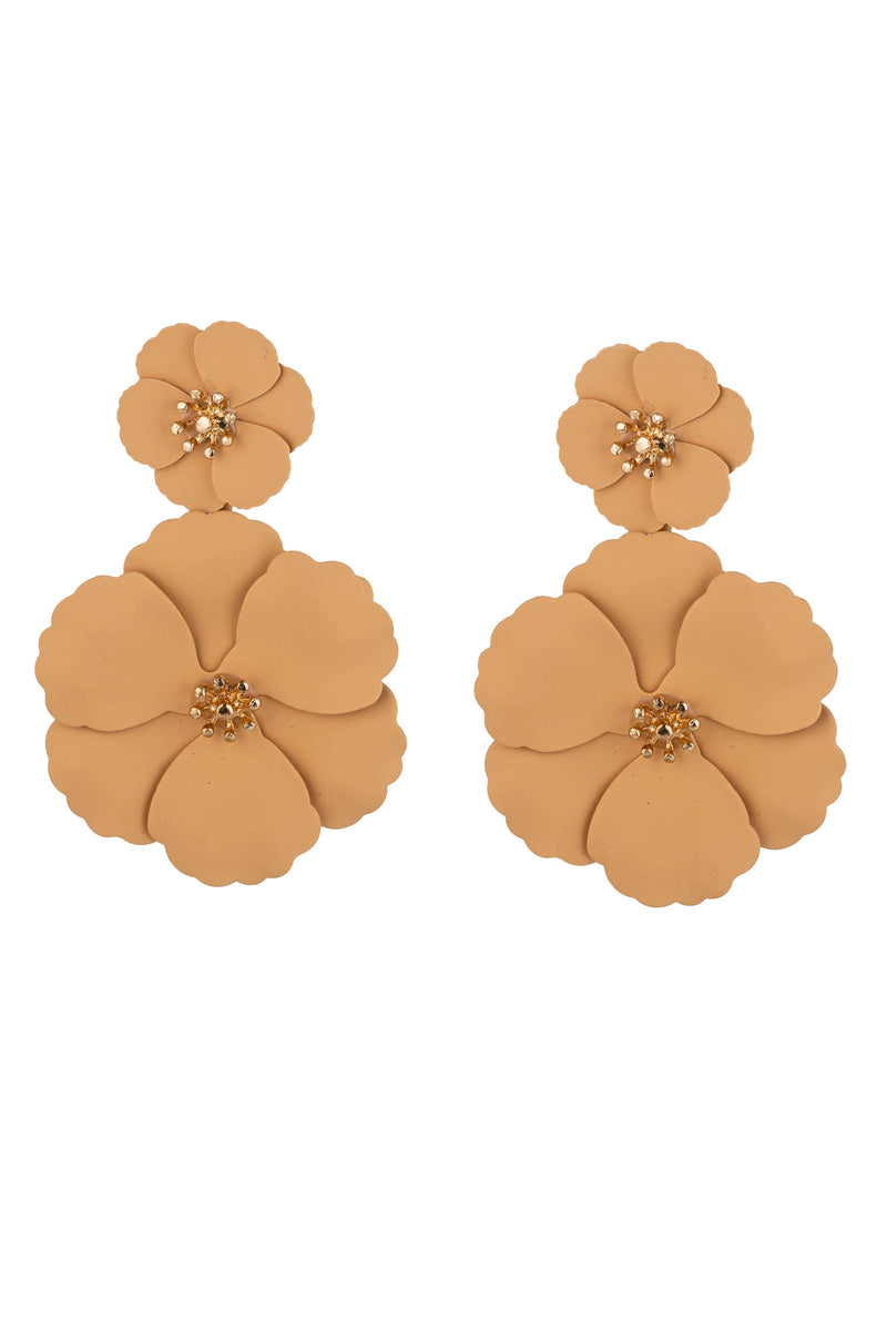 Pastel Beige Floral Earrings