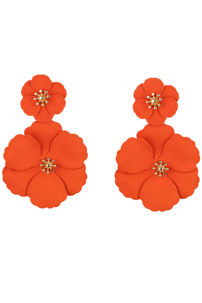 Orange Floral Dangle Earrings