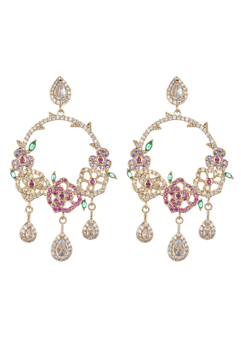 Rose CZ Statement Earring