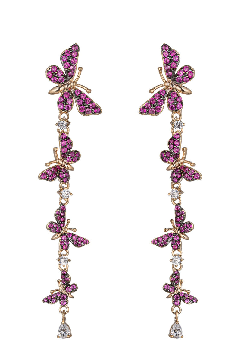 Sienna 18K Gold Plated Pink Cubic Zirconia Butterfly Earrings: Fluttering Beauty for Your Ears.