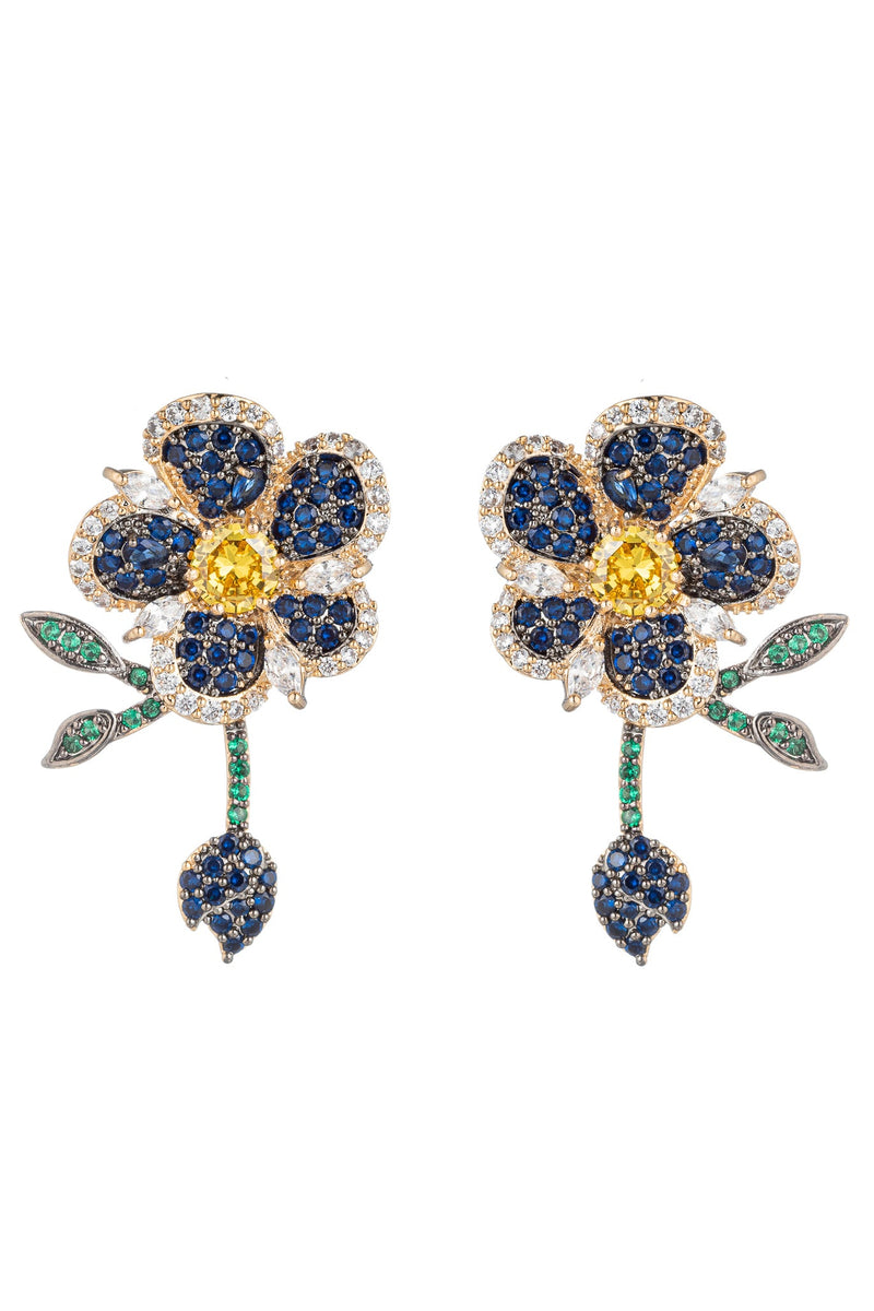Roses Are Blue CZ Earring