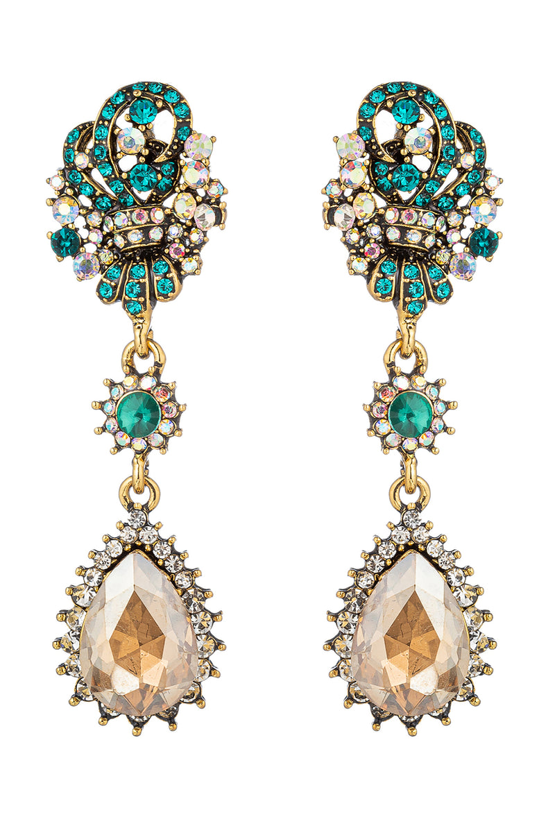 green statement drop earring