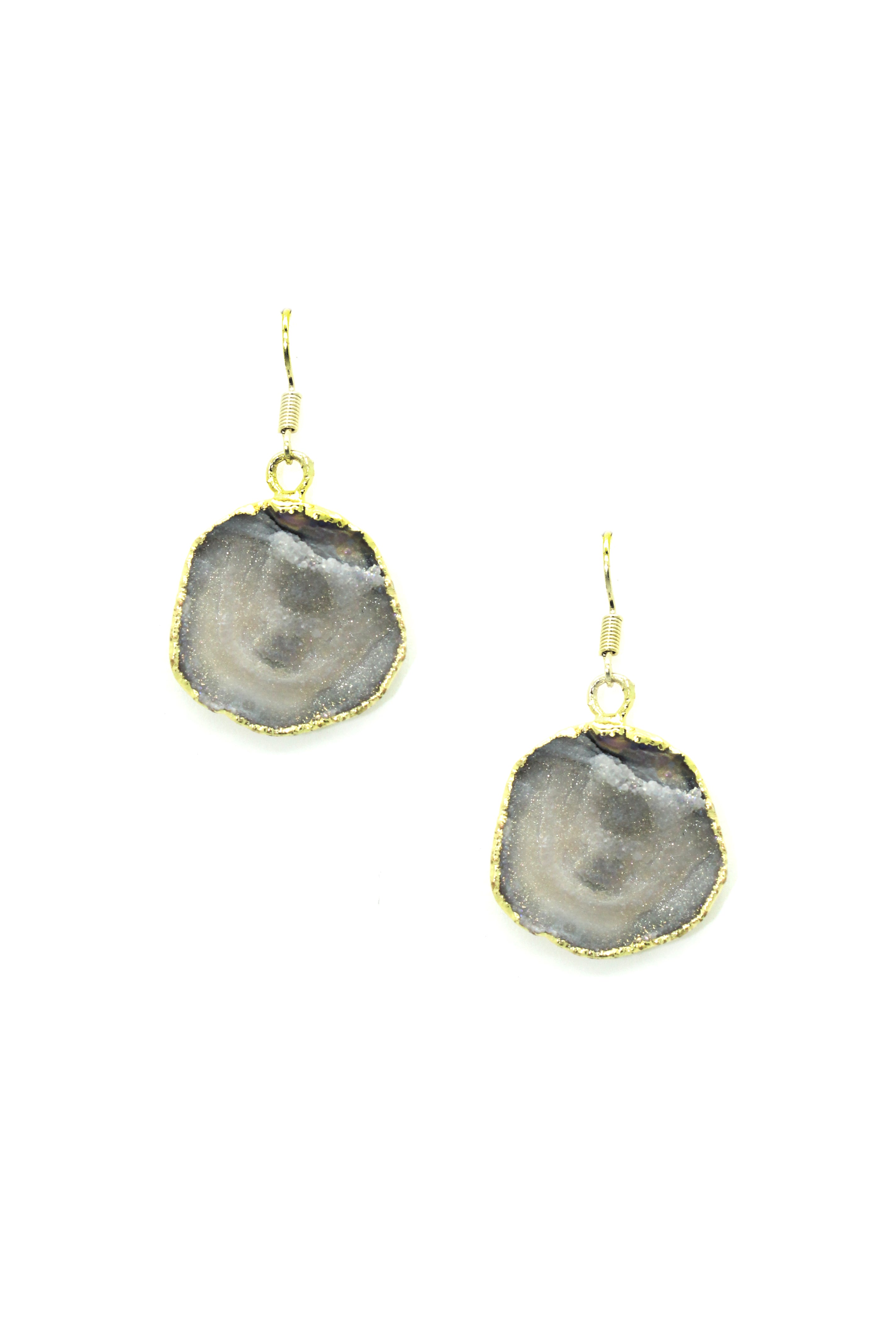 Natural druzy stone earrings.
