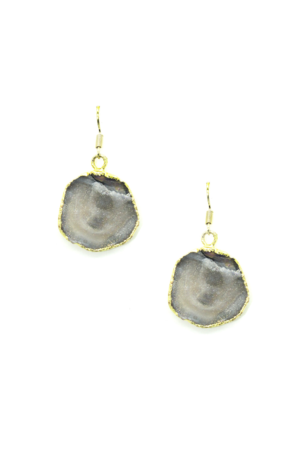 Natural druzy stone earrings.