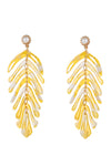 Gold acrylic leaf drop earrings.