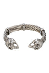 Double Skull Cuff Bracelet - Silver