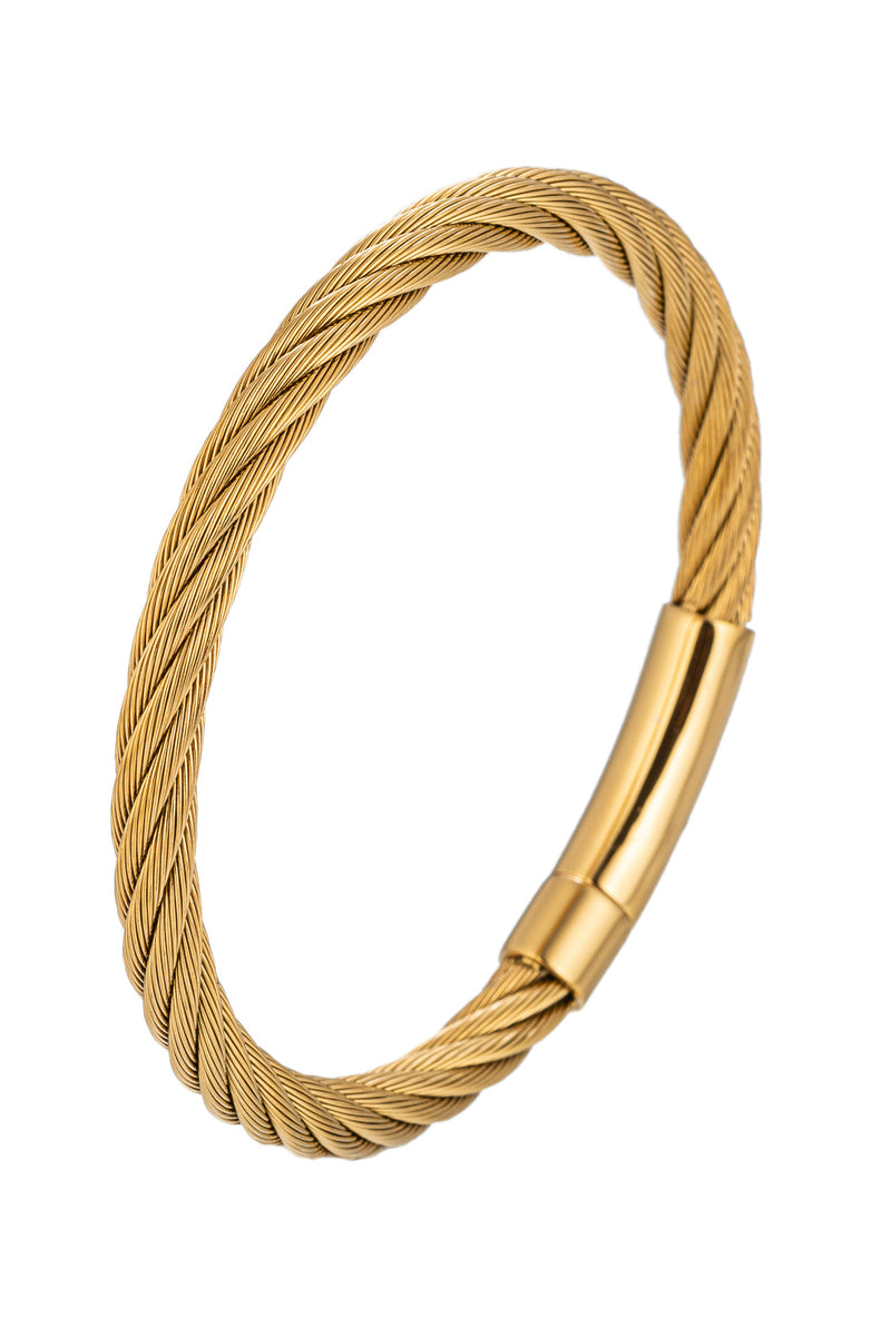 Gold tone titanium braided bracelet.