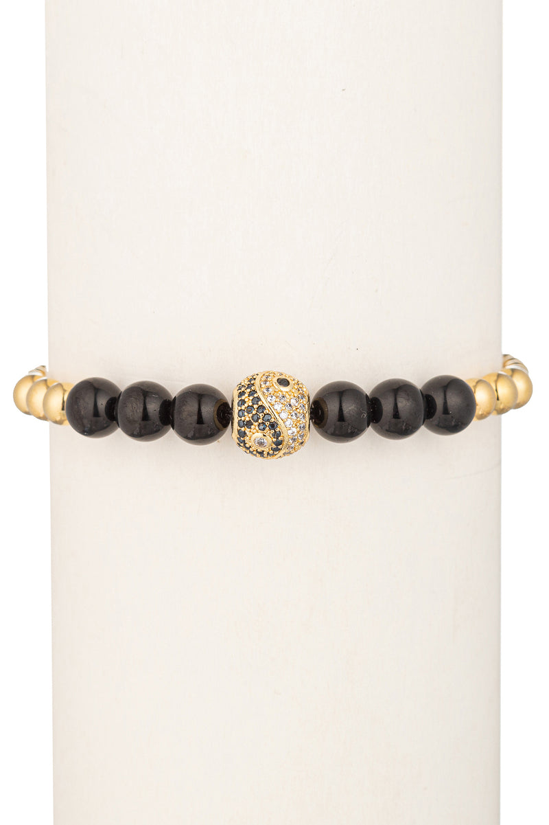 Yin & Yang Bracelet adjustable gold tone bracelet