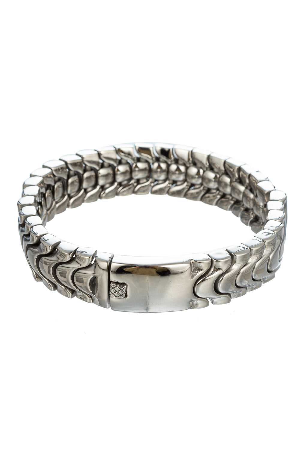 Silver tone titanium chain link bracelet.