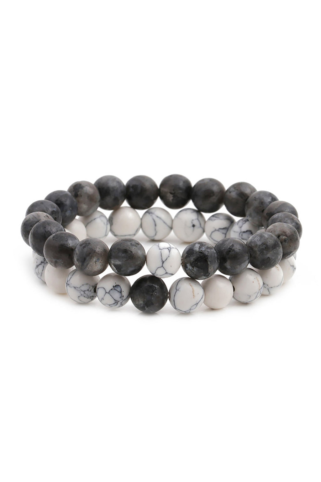 William Grey and White Agate Bracelet Set: Elevate Your Wrist Game with This Stunning Combination of Grey and White Agate Stones.
