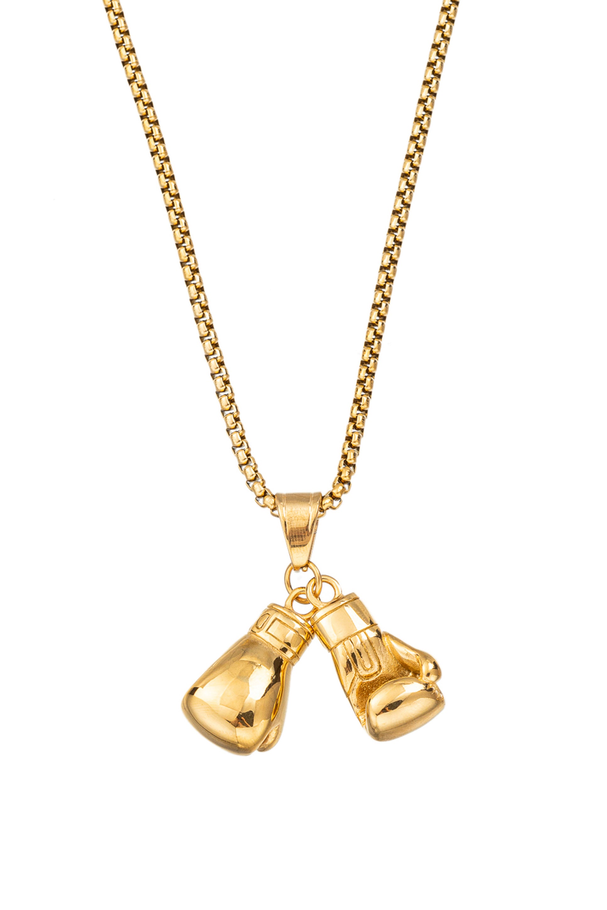 Iced Boxing Gloves Pendant in Gold - Helloice Bijoux