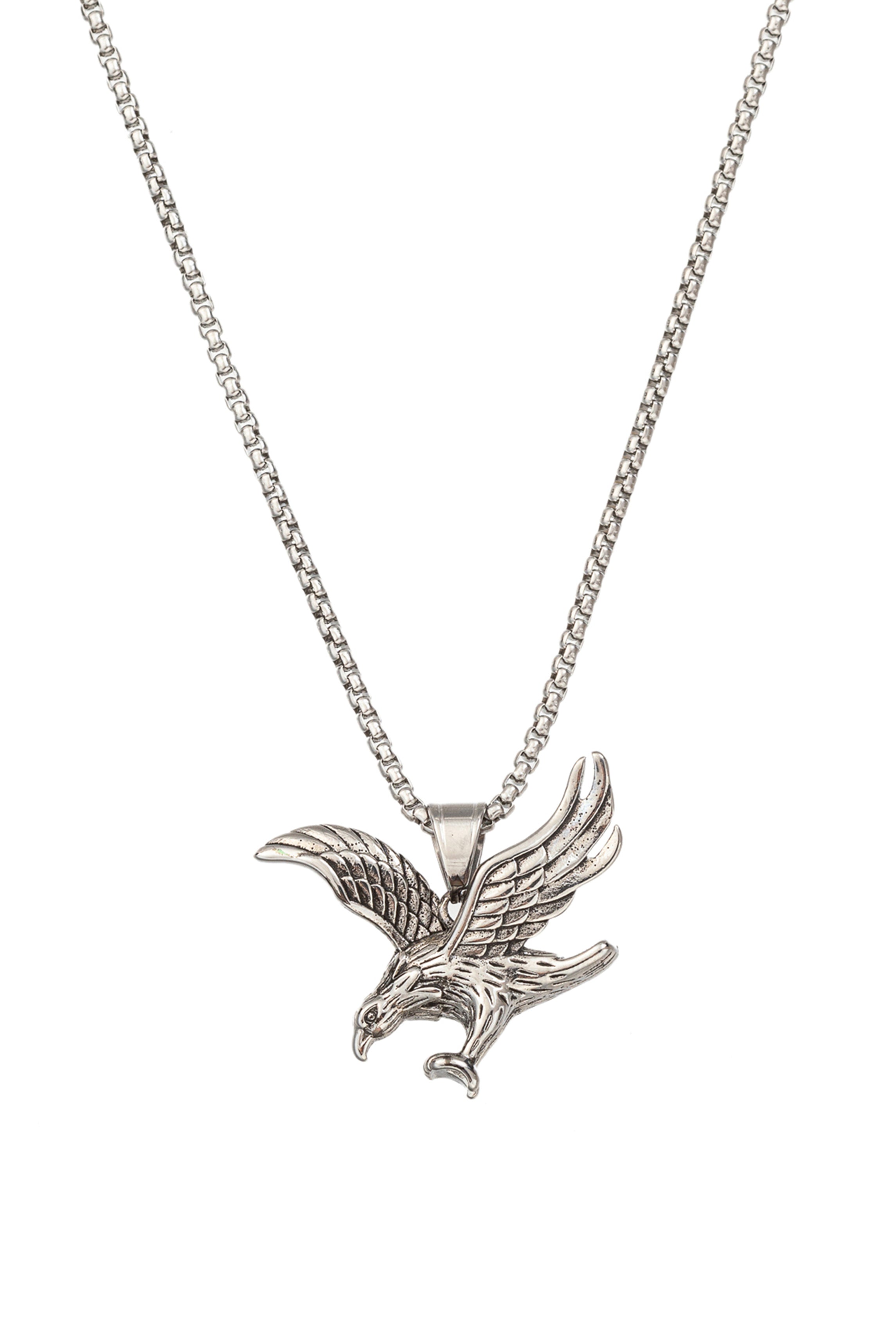 Men's Silver Titanium Flying Eagle Pendant Necklace – Eye Candy Los Angeles